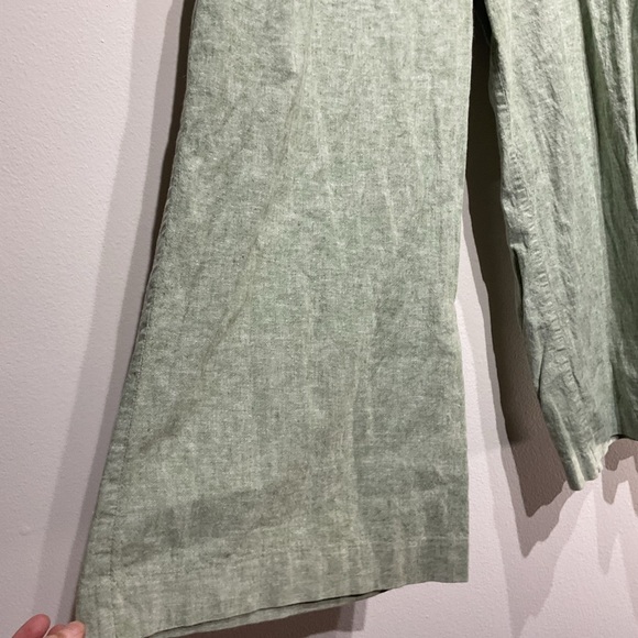 INC Linen Blend Size 14 Wide Leg Ankle Pants Flowy Beachy with Belt Same Color - Picture 8 of 10